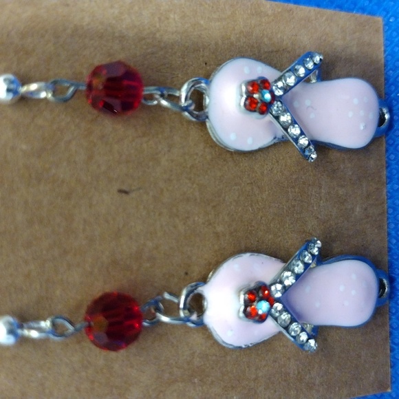 Pink Metal Charm Flip Flop Earrings - Picture 2 of 3